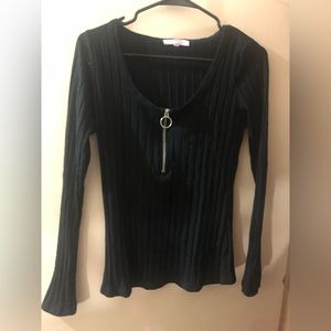 Sexy zip up front shirt flattering